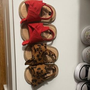 Red and Leopard Print Kids Sandals